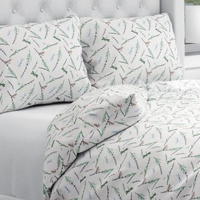 Biante Bavlnené posteľné obliečky Sandra SA-560 Vážky a levandule na bielom Jednolôžko 140x200 a 70x90 cm