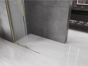 Mexen Velar, sprchová zástena s posuvnými dverami Walk-in 100 x 200 cm, 8mm sklo námraza, zlatá lesklá, 871-100-000-33-50