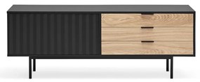 TV stolík v dekore duba v čierno-prírodnej farbe 140x52 cm Sierra – Teulat