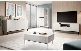 TV stolík Nicole 150 cm s otvorenou policou - biely mat / čierne nožičky