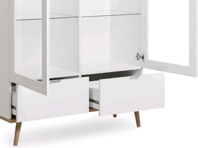 Vysoká vitrína Göteborg, biela / dub sonoma