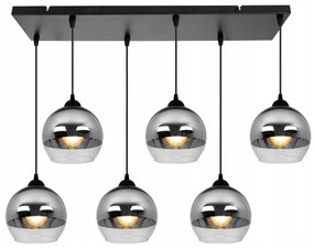 Závesné svietidlo Bergen, 6x chrómové/transparentné sklenené tienidlo (fi 15cm)