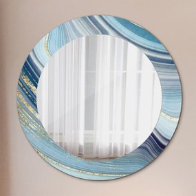 Okrúhle dekoračné zrkadlo s motívom Modrý mramor fi 60 cm