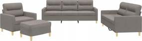 vidaXL 4-dielny sedací komplet s vankúšmi, taupe, tkanina