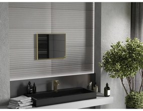 Mexen Loft, obdĺžnikové kúpeľňové zrkadlo 50 x 40 cm, farba rámu zlatá lesklá, 9852-050-040-000-50