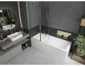 Mexen Flip, vaňová zástena 1-krídlová 120 x 150 cm, otočné krídlo, 6 mm číre sklo, zlatý profil, 894-120-101-50-00