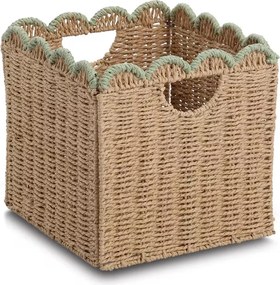 Zeller Present Úložný kôš, prírodný materiál, mätový, skladací MATHA - 30 x 30 x 30cm