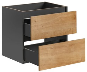 Závěsná skříňka Monako se zápustným umyvadlem 60 cm šedá/dub hamilton