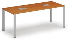 Stôl PRIMO INFINITY 2000 x 900 x 750, čerešňa + 2x stolná zásuvka TYP II, strieborná