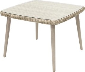 Záhradný ratanový stôl so sklom VICTORIA 100 x 100 cm (běžový)