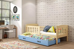 Interbeds Jednolôžková posteľ Kubus3 Prírodná pre teenagerov 160x80 s matracom, rozkladacia - modrá