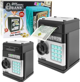 LEAN Detský elektronický trezor DIY na zostavenie – PIN, zvuky, čierny