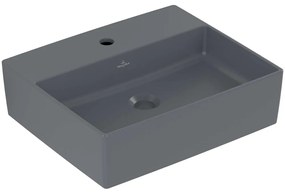 VILLEROY &amp; BOCH Memento 2.0 obdĺžnikové umývadlo na dosku s otvorom, bez prepadu, 500 x 420 mm, Graphite, s povrchom CeramicPlus, 4A0751i4