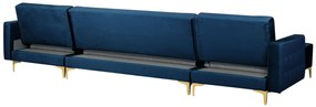 5-miestna modulárna zamatová sedacia súprava v tvare U s taburetom modrá ABERDEEN Beliani