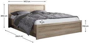 Manželská posteľ 140x200 cm Jess new (dub sonoma). Vlastná spoľahlivá doprava až k Vám domov. 1119747