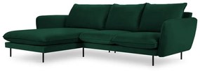 Tmavozelená zamatová rohová pohovka (ľavý roh) Vienna – Cosmopolitan Design