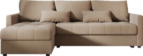 Rozkladacia obojstranná sedacia súprava do L VENORIA 220x143 cm, béžová + 2 vankúšiky ZDARMA