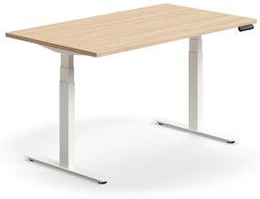 Výškovo nastaviteľný stôl QBUS, rovný, 1400x800 mm, biely rám, dub