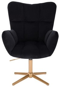 LuxuryForm DESIGN Kreslo AURORA VELUR na zlatom kríži - čierne