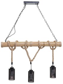 Závesné svietidlo H82 industrial, tube 3 74205 - kov / bambus - Čierna