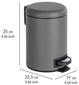 Wenko Pedálový odpadkový kôš Leman 3 l, sivá, 3 l