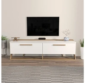 TV stolík/skrinka Agaela (biela + orech) . Vlastná spoľahlivá doprava až k Vám domov. 1101395