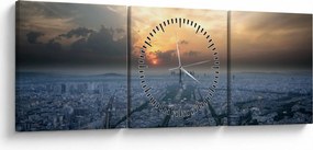 Obraz - Paríž z výšky (s hodinami) (90x30 cm)