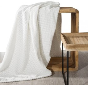 Krémová dekoračná deka zo zamatovo hebkej tkaniny Šírka: 70 cm | Dĺžka: 160 cm