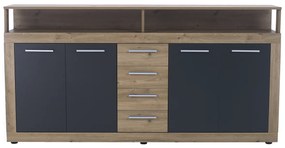 Štvordverová komoda so zásuvkami Lunysa New - dub artisan / grafit