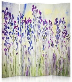 Gario Paraván Maľované kvety na bielom pozadí Rozmery: 145 x 170 cm, Prevedenie: Klasický paraván