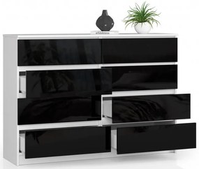 Komoda K140 8SZ CLP čierna, lesk