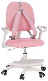 Kondela Rastúca stolička s podnožou a trakmi, ružová/biela, ANAIS 70551
