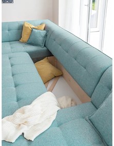 Tyrkysovomodrá rozkladacia rohová pohovka (ľavý roh/do tvaru "U") Dazzling Daisy – Miuform