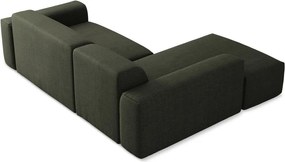 Zelená rohová pohovka (ľavý roh/s leňoškou) Keli – Makamii