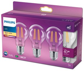 Philips LED žiarovka Classic E27 4,3W 2.700K číra