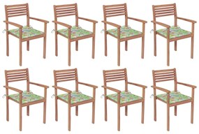 Stohovateľné záhradné stoličky s podložkami 8 ks tíkový masív 3072612