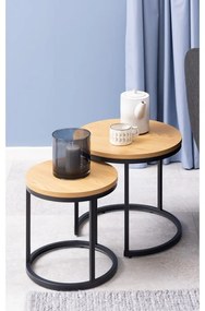 Okrúhle odkladacie stolíky s doskou v dubovom dekore v súprave 2 ks ø 45 cm Spiro – Actona