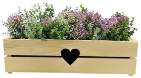 AMADEA Drevený obal na kvetináč so srdcom, 62x21,5x17cm Český výrobok
