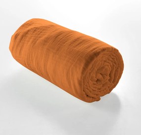 Oranžová/hnedá mušelínová plachta 160x200 cm Angelia – douceur d'intérieur