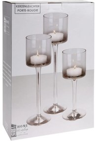 Súprava svietnikov Home&styling, 3 ks, sivostrieborné sklo