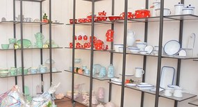 Biela smaltovaná misa s uchom White blue - Ø 18*10cm - 1L