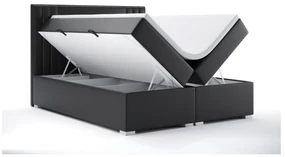 Manželská posteľ Boxspring 180 cm Morcano (čierna ekokoža) (s úložným priestorom). Akcia -21%. Vlastná spoľahlivá doprava až k Vám domov. 1044273