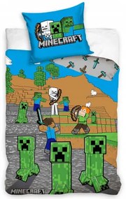 Carbotex Detské bavlnené obliečky – Minecraft Time to Mine 140×200cm 70×90cm