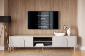 TV stolík Amilio 220 cm so zásuvkou - kašmír / olejovaný dub / úchytky kašmír