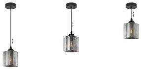 Závesné svietidlo Riffle Square, 1x grafitové sklenené tienidlo, b