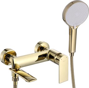 Rea Veneta, vaňová batéria s ručnou bodovou sprchovou súpravou, zlatá lesklá, REA-B6422