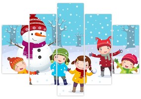 Obraz - Zimné detské radovánky (150x105 cm)