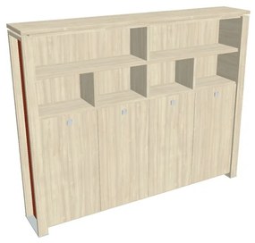 Vysoká šatníková skriňa Verno+ S 260 x 46 x 210 cm, s regálom, agát / oranžová