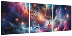 Obraz - Temný vesmír (s hodinami) (90x30 cm)