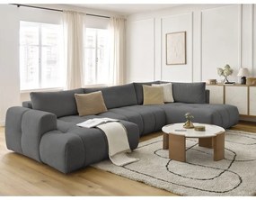 Tmavosivá rozkladacia/s úložným priestorom rohová pohovka (pravý roh/do tvaru "U") Fuji – Bobochic Paris